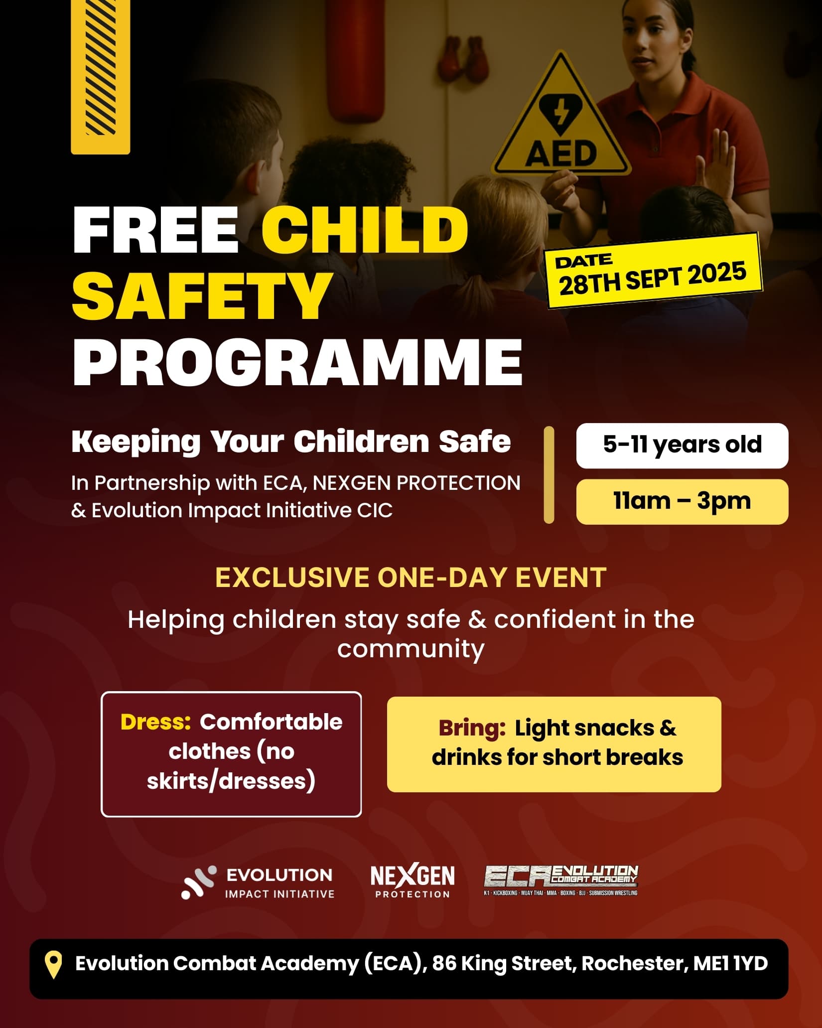 Free Child Safety Programme.
 28th September 2025 
11:00am – 3:00pm