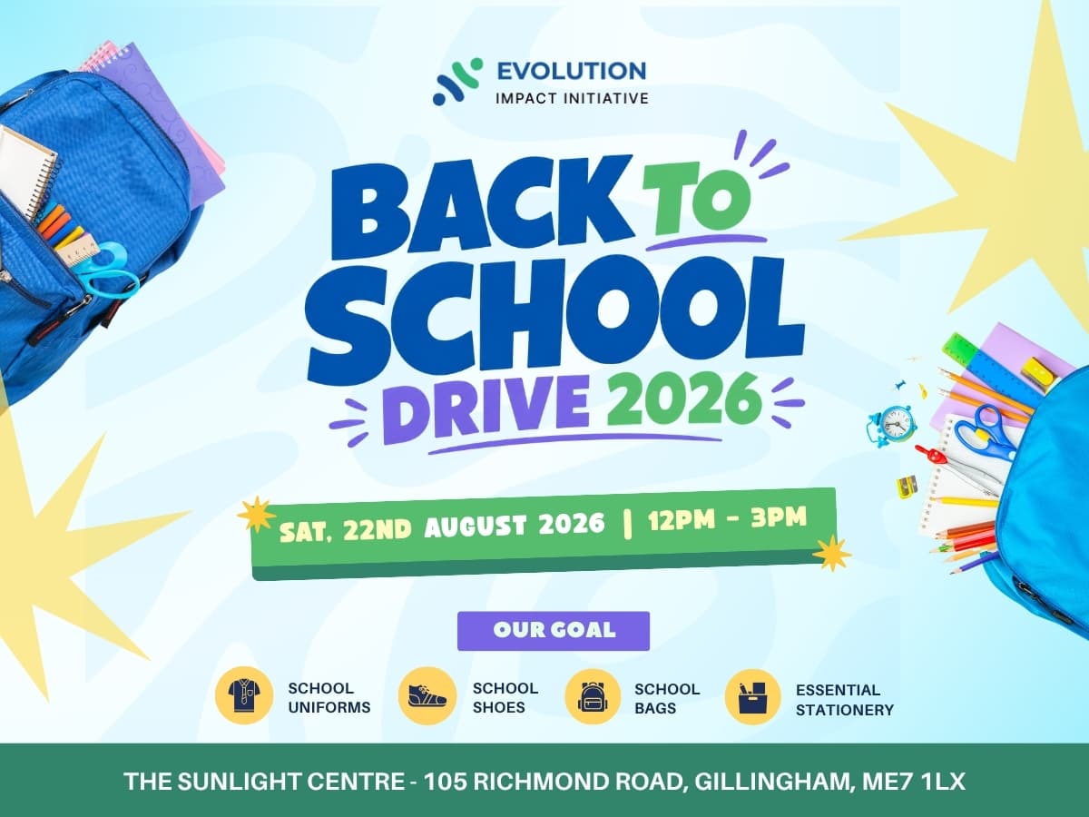 Back to School Drive 2026: free uniforms, bags and stationery, Sat 22 August 2026, Sunlight Centre Gillingham